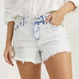 🔥ALTAR'D STATE Acid Washed Distressed Fringed‎ Cut off Denim Shorts Women's 24